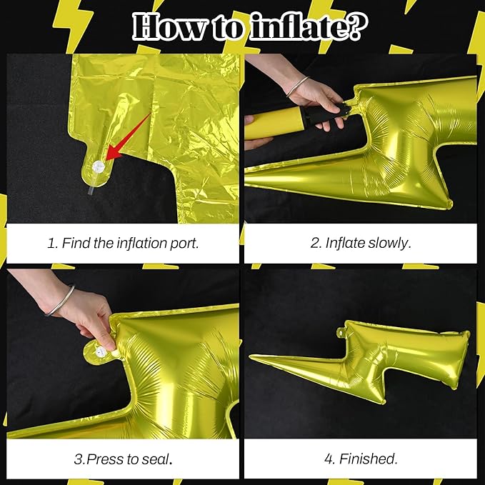 Red Yellow Black Balloons, Cartoon Theme Balloons with 36 Inch Lightning and 22 Inch Star Foil Balloon, Red Black Yellow Confetti Lightning Printed Balloon for Kids Boys Birthday Anime Party Decor