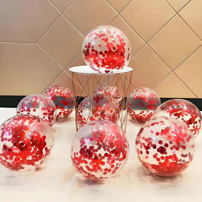 Red Metallic Foil Confetti 8000 Pcs Shiny Round Table Confetti for Fill Balloon Wedding Graduation Party Decorations,60g of pack