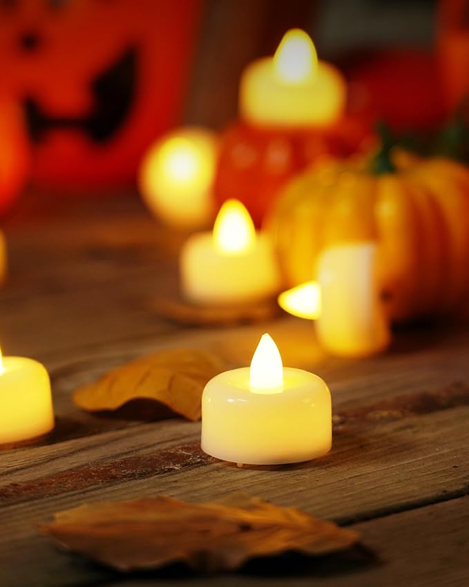 Raycare 50Pack Battery Operated Tea Lights Candles, Long Lasting Fake Candle, Flameless LED Tea Lights, Electric Candle for Wedding, Centerpieces, Home Decor, Halloween, Christmas