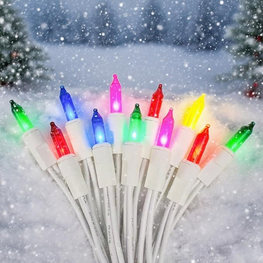 Christmas Lights 100 Counts, Indoor Outdoor,Green Wire Connectable of Lighting String Warm White,Decorations for Holiday, Party,Festival,Christmas String Lights (White-Multi)