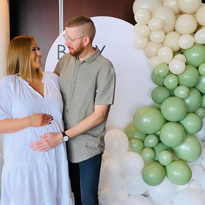Sage Green Balloons 12 Inch, 100 Pack Eucalyptus Olive Vintage Green Balloon Matte Dusty Green Dark Avocado Green Helium Latex Balloons for Birthday Boho Baby Shower Wedding Party Decorations