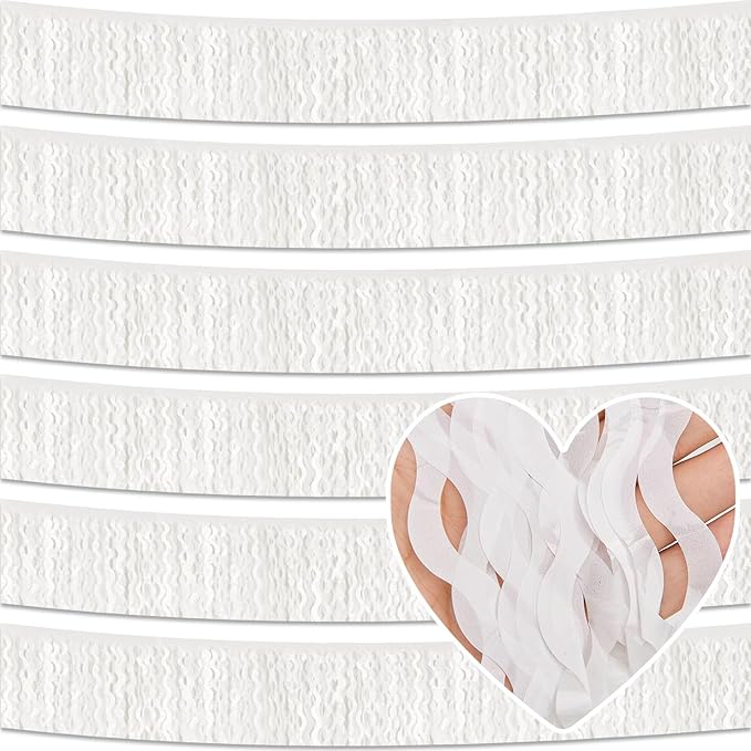 6 Pack 10 Feet White Wave Foil Fringe Garland Metallic Tinsel Streamers Banner Wall Hanging Curtain Backdrop for Parade Floats, Mother's Day, Easter, Wedding, Birthday Party Decoration