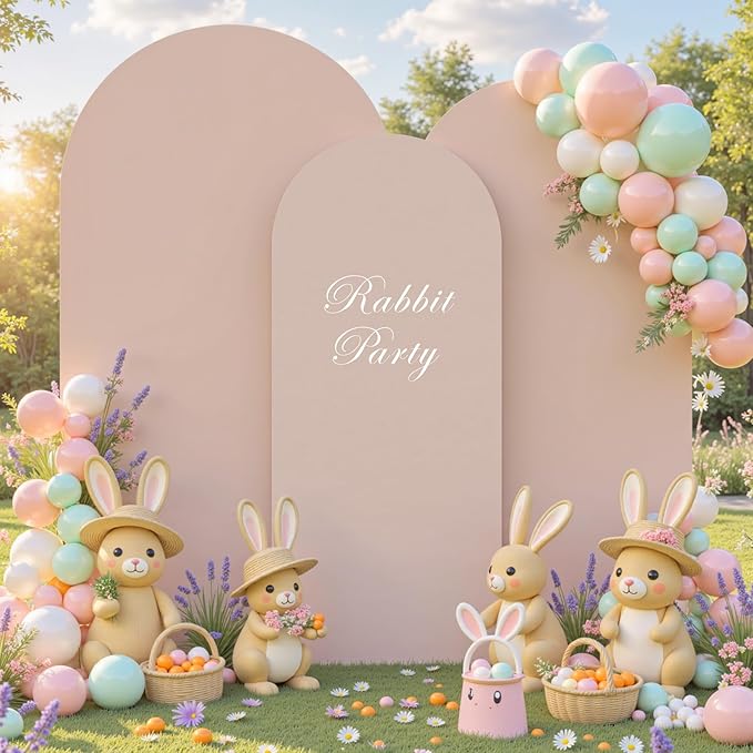 (7.2FT, 6.6FT, 6FT) Wedding Arch Cover Set of 3 Nude Spandex Fitted Arch Cover for Round Top Chiara Backdrop Stand Covers for Birthday Party Banquet Photo Background Decoration