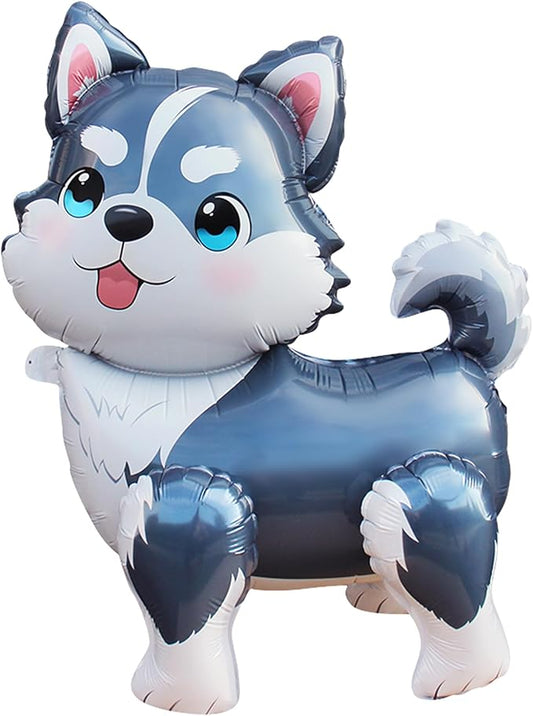 3D Animal Dog Balloons,Standing Pet Puppy Dog Balloon Husky Balloon For Birthday Party Supplies Decoration,Kids Animal Theme Doggy Mylar Foil Balloons Gift