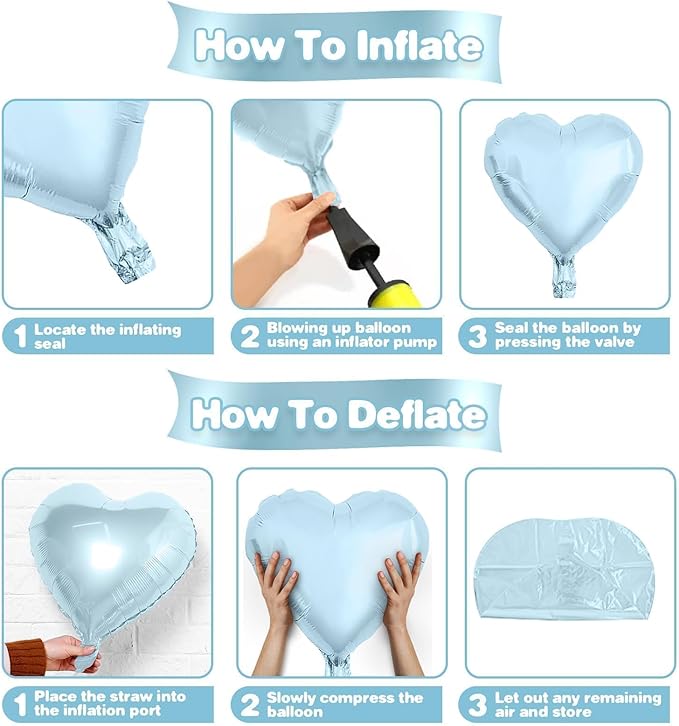 Pink Blue Balloons,12Pcs 18 Inch Macaron Foil Love Heart Shaped Balloons for Boy Girl Gender Reveal Bridal Engagement Wedding Anniversary Birthday Party Graduation Valentines Day Decorations