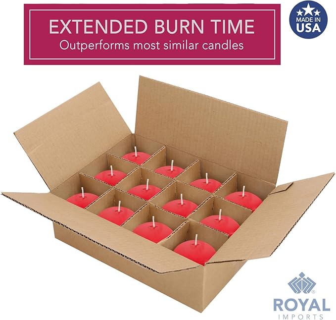 Royal Imports Red Floating Candles 3" - Made in USA Pack of 12 Unscented Dripless Wax Discs - 10 Hour Burn Time - for Centerpieces, Weddings, Events, Home Décor