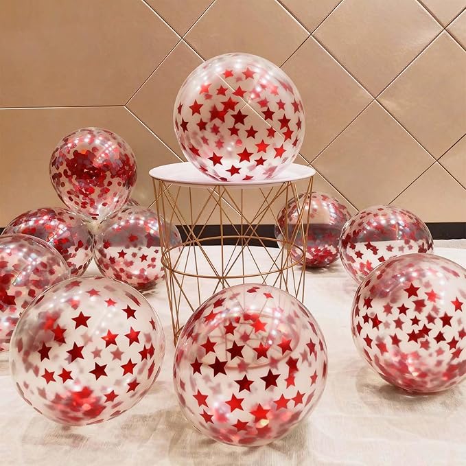 Red Metallic Foil Star Confetti 0.78inch/2cm 8000PCS Table Confetti for Party Birthday Decoration or Filled Balloons