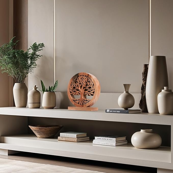 Decozen Solid Wood Tree of Life Sculpture, Home Decor, Boho, Coffee Table, Centerpiece Table Decorations, Mantle, Dining Table Centerpiece, Bathroom Shelf, Christmas Decorations