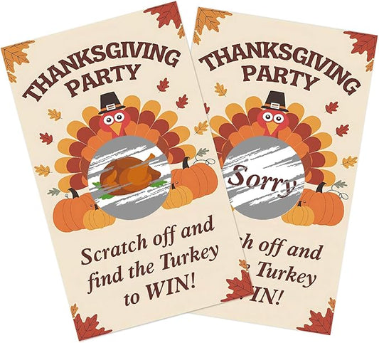 Thanksgiving Scratch Off Cards, 50pcs Fall Harvest Party Scratch Off Tickets, Autumn Game Cards for Adults Family Groups Supplies Classroom Activities - B01