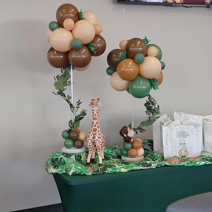 Sage Green and Brown Balloons, 12 Inch Olive Green Brown and Gold Jungle Safari Balloons for Baby Shower Camo Army Woodland Forest Hunting Wild One Birthday Party Decorations