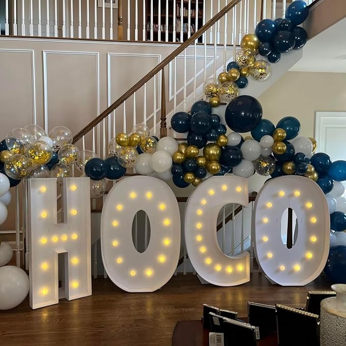 Navy Blue and Gold Balloons, 60pcs 12 Inch Navy Blue Pearl White Balloon Set with Metallic Chrome Gold Confetti Balloon Latex Helium Party Balloons for Boys Men Birthday Wedding Graduation Decorations