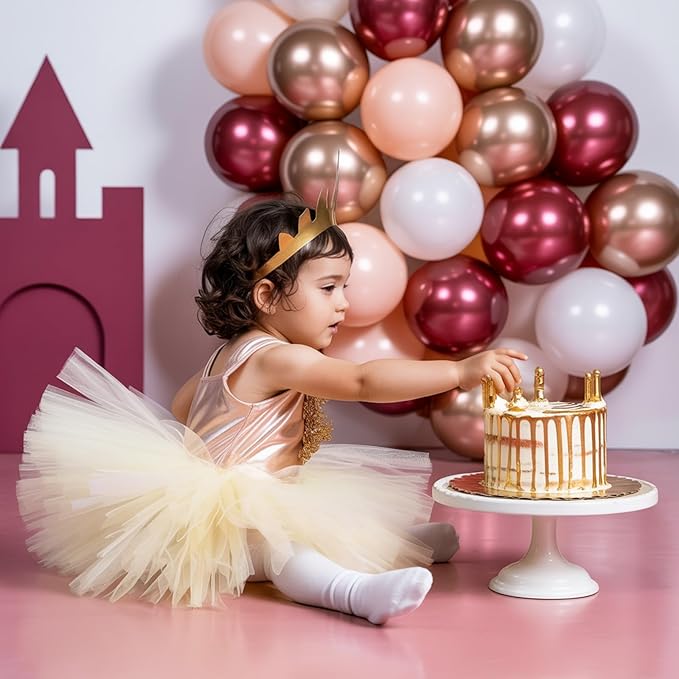 Burgundy Rose Gold Balloon, 50 Pcs 12 Inches Metallic Rose Gold Confetti Balloon, Red Sand White Latex Balloons for Women Girls Birthday Bridal Shower Wedding Anniversary Prom Party Decoration