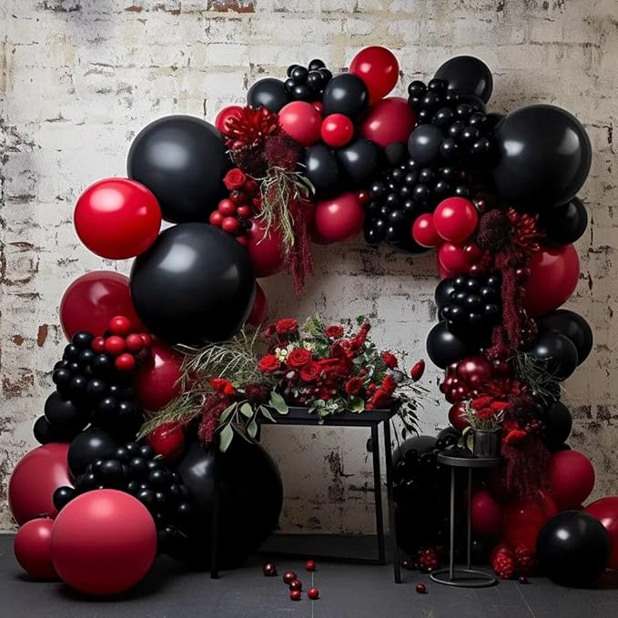 Double Stuffed Matte Black Balloons Different Sizes Latex Premium Black Balloon Arch Garland Kit for Birthday Graduation Wedding Baby Shower Halloween Party Decor