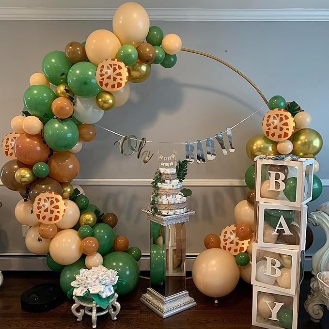 Green Brown Balloons 60 Pcs Jungle Safari Sage Green Brown Gold Cream Balloons Retro Khaki Avocado Apricot Balloon for Boys Giraffe Woodland Animal Baby Shower Birthday Party Decorations