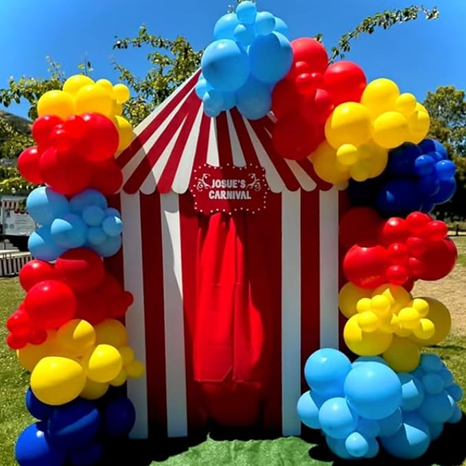 Carnival Circus Balloon Kit, 60PCS 12 Inches Red Yellow Blue Balloons Carnival Helium Balloon with Confetti Latex Balloons for Kids Boys Baby Shower Birthday Party Decoration Supplies
