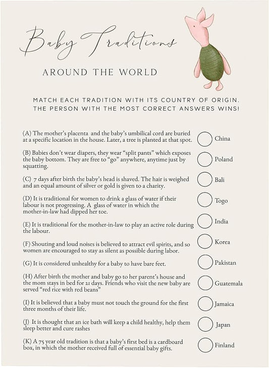 Winnie Baby Shower Games, Baby Traditions Around The World, Baby Shower Game Cards, Set of 30, Winnie The Pooh Party Favors, Baby Shower Party Games Supplies & Activities, Baby Shower Decorations