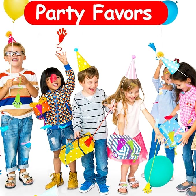 48pcs Sticky Hands Feet for Kid Easter Egg Filler Party Favor Goodie Bag Stuffer Treasure Box Toy Class Prize Student Return Gift Bag Easter Basket Stuffer Bulk Toy Pinata Filler Slap Hand Supplies