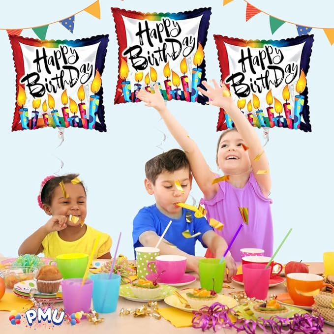 PMU Happy Birthday Polka Dot Candles 18 Inch Mylar-Foil Balloon Pkg/5