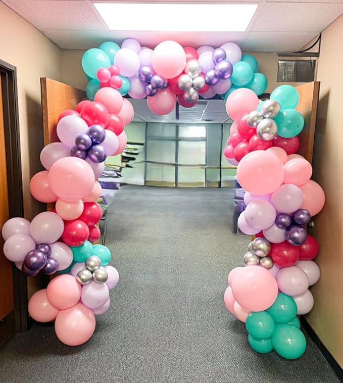 Pink and Purple Balloons, 60PCS 12Inch Purple Pink Teal Blue Balloons and Gold Birthday Balloon for Girls Princess Birthday Mermaid Baby Shower Party Decorations