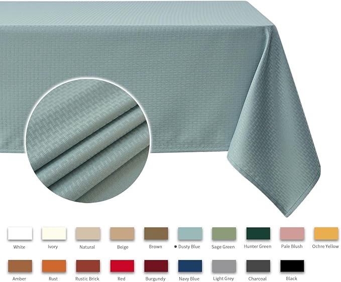 maxmill Tablecloth Weaved Texture Stain Resistant Waterproof, Wrinkle Resistant Washable Table Cloth, Fabric Table Cover for Dining Room, Indoor Outdoor Use, Rectangle 60 x 120 Inch, Dusty Blue