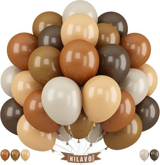 Brown Balloons Set 12 Inch Retro Brown Khaki Cream Balloons Mocha Cocoa Coffee Tan Sand White Apricot Beige Nude Balloon for Neutral Bear Bridal Baby Shower Birthday Fall Autumn Party Decorations