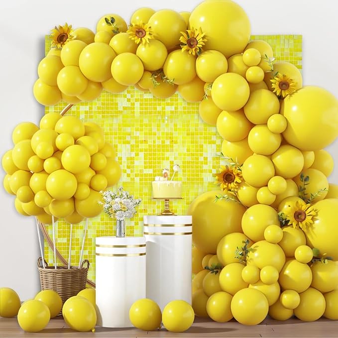 36 PCS Colorful Yellow Shimmer Wall Backdrop, Square Sequin Photo Backdrops Panel, Glitter Wall Background for Birthdays, Weddings, Halloween, Engagements, Disco Bachelorette Party Decoration (6x6FT)