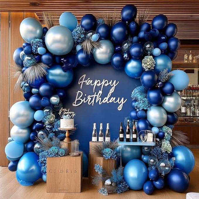 Royal Blue Balloon Garland Double Stuffed Dark Navy Blue Metallic Balloon Arch Kit for Christmas New Year Birthday Baby Shower Bridal Shower Wedding Graduation Party Decorations