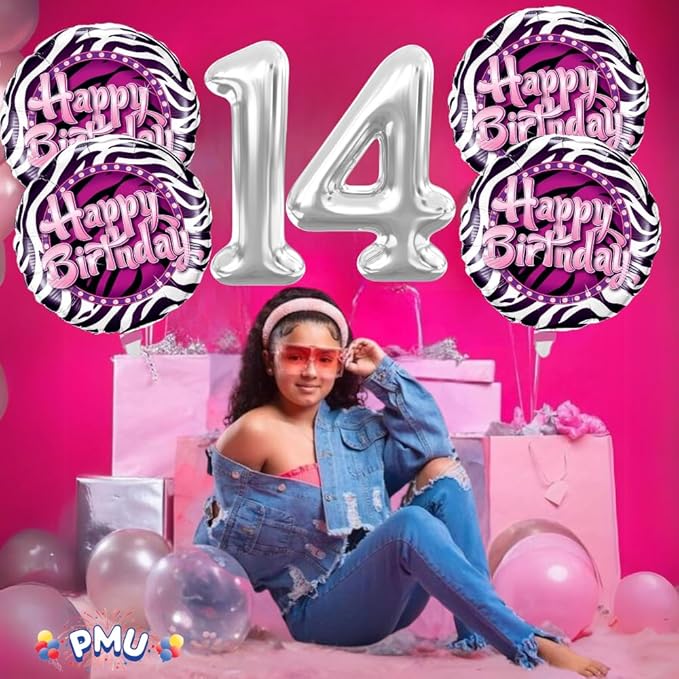 PMU Happy Birthday Zebra Print 18 Inch Mylar-Foil Balloon Pkg/25