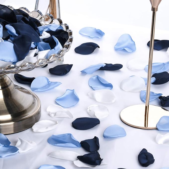 Silk Rose Petals 300pcs Navy Blue Flower Petals for Wedding Flower Girl Anniversary Table Centerpieces Party Favor Valentines Day Decoration