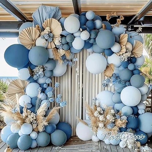 Dusty Blue Balloon Arch Kit, Double Stuffed Dark Light Baby Blue Pastel Latex Balloon Garland for Baby Shower Birthday Bridal Wedding Winter Christmas Party Decoration