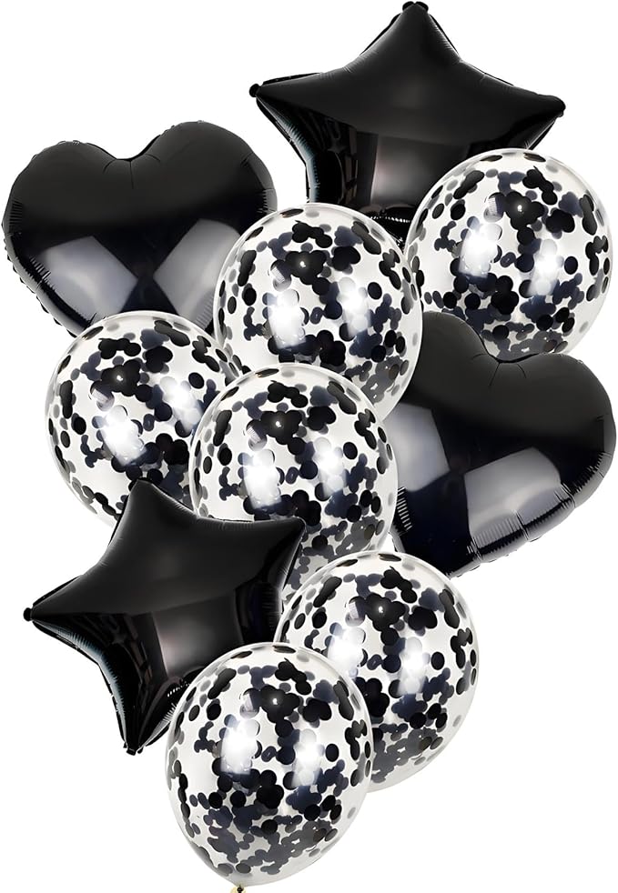 Black Metallic Foil Confetti 8000 Pcs Shiny Round Table Confetti for Fill Balloon Wedding Graduation Party Decorations,60g of pack