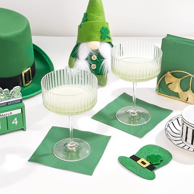 FLOWERCAT 100-Count 2-Ply Dark Green Napkins - Green Napkins Disposable Premium Quality - 5" x 5" Green Paper Napkins for Easter Party & St. Patrick's Day,Bar,Weddings,Birthday