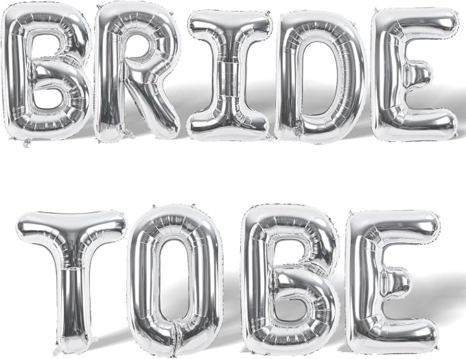 Large Silver BRIDE TO BE Balloons for Bridal Shower Bachelorette Party Decorations, 40 Inch BRIDE TO BE Mylar Balloon Letter, Silver Foil Balloon Banner for Women Engagement Hen Party Decor Supplies