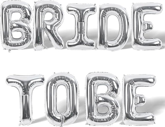 Large Silver BRIDE TO BE Balloons for Bridal Shower Bachelorette Party Decorations, 40 Inch BRIDE TO BE Mylar Balloon Letter, Silver Foil Balloon Banner for Women Engagement Hen Party Decor Supplies