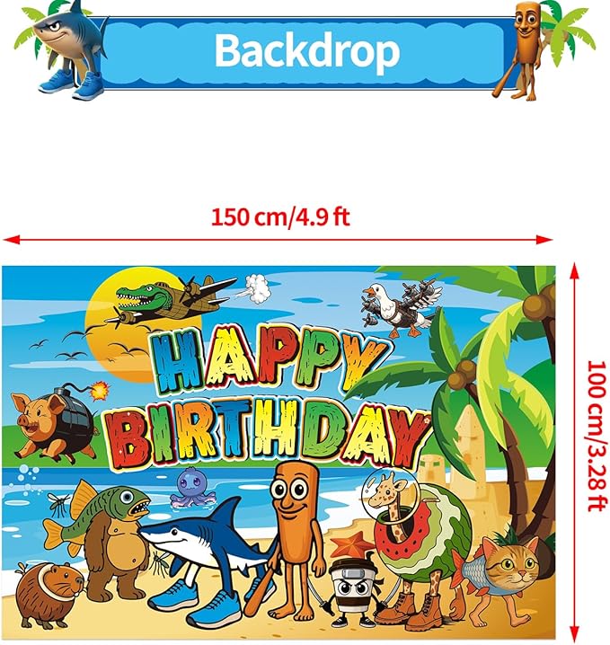 Italian Brainrot Party Decorations Set - Banner, Balloons, Cupcake Toppers, Themed Halloween, Birthday Parties Fun Party Supplies for Celebration