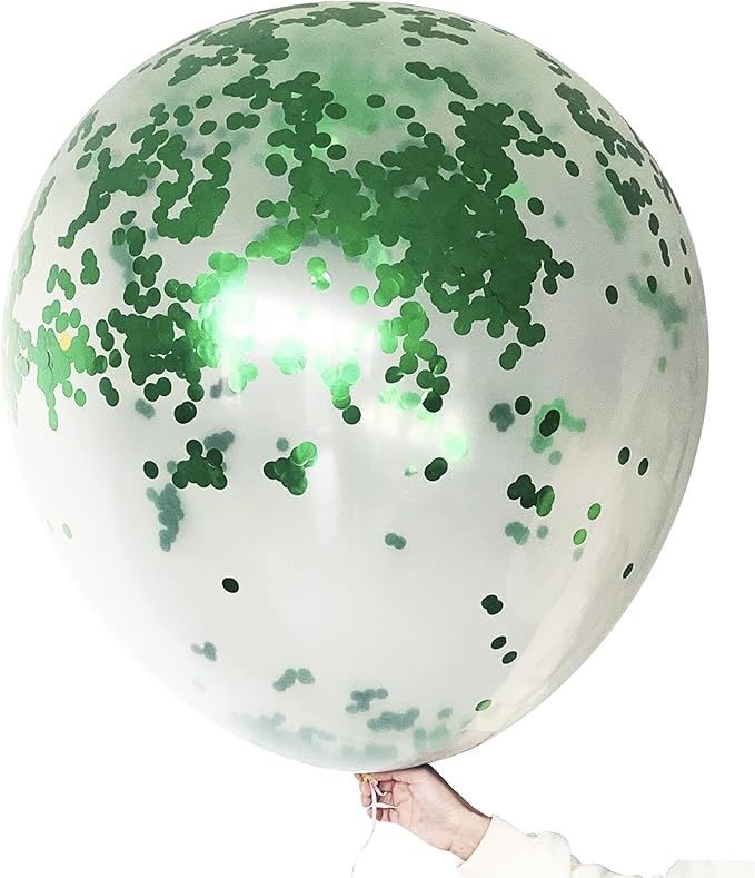 36 inch Giant Green Confetti Balloons Jumbo Large Round Balloon for Wedding Party Festival Decorations 6PCS
