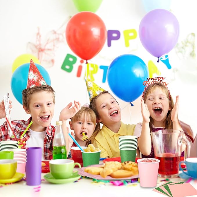 260 Pcs Green And Pink Party Supplies - For 52 Guests Paper Plates And Napkins/Cups - Disposable Big Scalloped Dinner Party Set Cutlery - For Bbq Baby Shower Bridal Shower Wedding