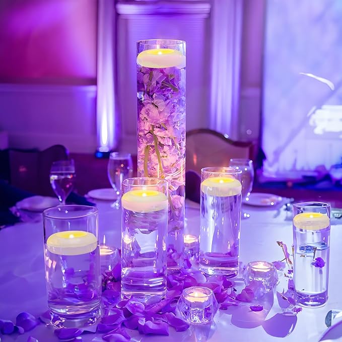 24 Pack 3” Flameless LED Floating Candles, Water-Activated Battery Operated Floating Candle with180+ Hours Runtime for Cylindrical Vase, Pool, Fountain - Ideal for Wedding, Party Decoration