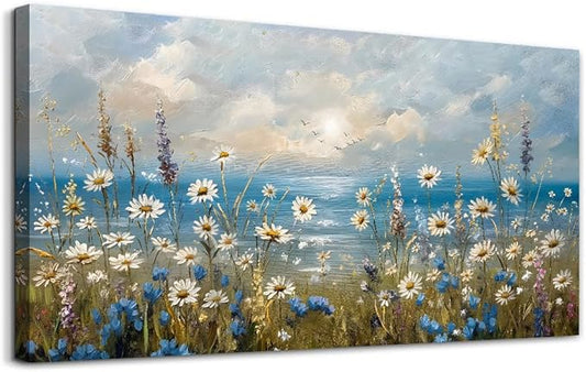 Canvas Wall Art for Living Room Wall Decor for Bedroom Office Modern Hotel Wall Decorations White Flower Landscape Paintings Farmhouse Pictures Artwork Room Aesthetic Home Decor 40x20