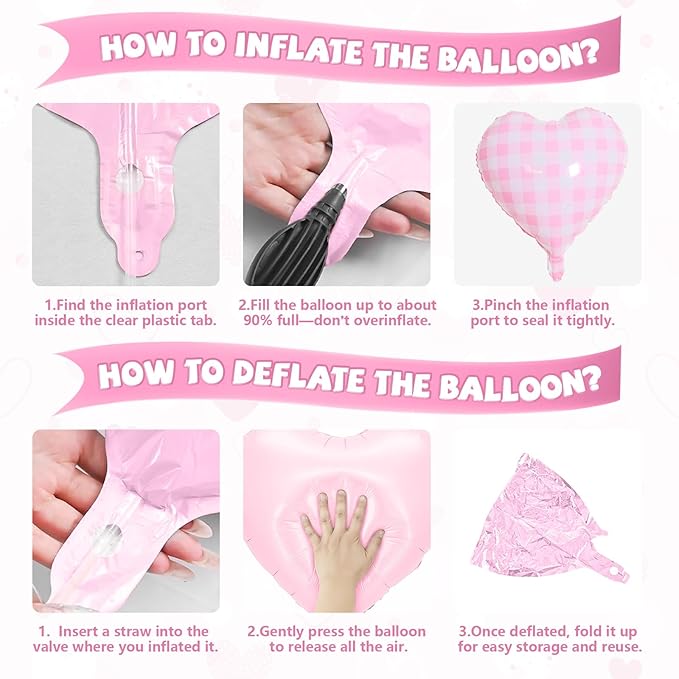 Pastel Grid Heart Balloons, 10 Pcs Rainbow Checkered Heart Shape Balloon, 18 Inch Pink Yellow Blue Red Green Lattice Foil Balloons Helium for Kids Birthday Valentines Baby Shower Party Decorations