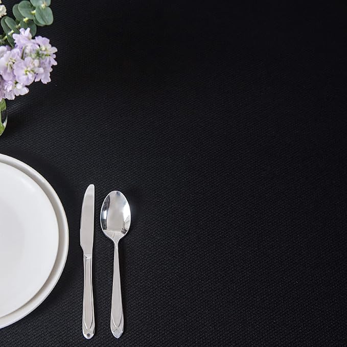 maxmill Jacquard Square Tablecloth Stain Resistant Waterproof Wrinkle Resistant Washable Soft Table Cloth, Decorative Fabric Table Cover for Dining Room, Indoor and Outdoor Use, 52 x 52 Inch, Black