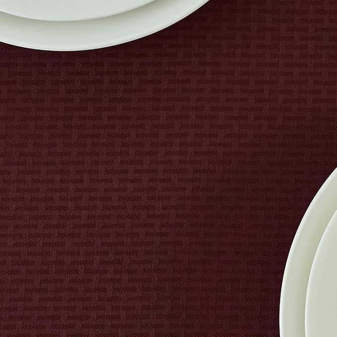 maxmill Square Tablecloth Water Resistance Antiwrinkle Spill Proof Weaved Texture Table Cloth, Decorative Fabric Table Cover for Banquet Parties Event Holiday Dinner, 70 x 70 Inch, Burgundy