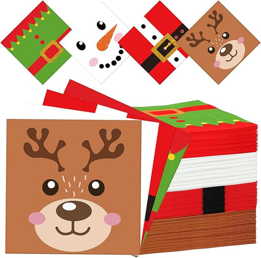 120 Pcs Christmas Cocktail Napkins Disposable Christmas Paper Napkins 3 Ply Xmas Party Dinner Napkin Decorative Beverage Napkin for Xmas Winter Holiday Kitchen Bathroom Party Supplies