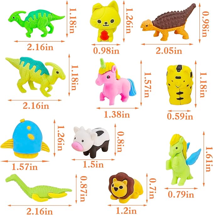 80Pcs Animal Erasers Kids Desk Pets Pencil Erasers 3D Puzzle Eraser Bulk Fun Cute Mini Animal Eraser Toys for Classroom Rewards, Game Prizes, Treasure Box, Easter Egg Fillers