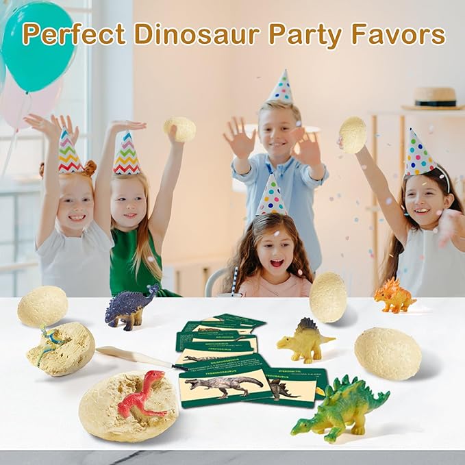 Dino Fossil Eggs Dinosaur Toys - 12 Dinosaur Eggs Dig Excavation Kit w Play Mat for Kids Ages 5-7 Easter Basket Essentials STEM Toy Christmas Birthday Gift for Boys Girls 3 4 5 6 7 8 + 8-13 Years Old