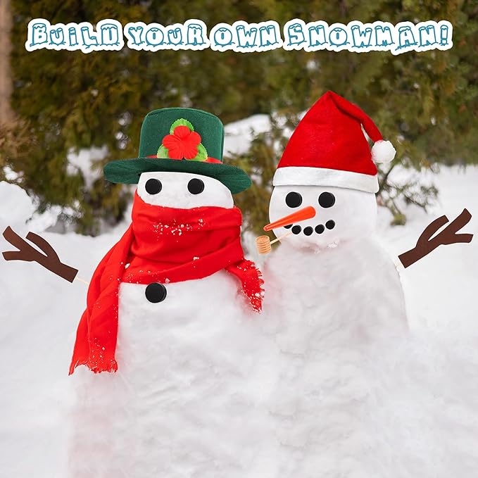 17PCS Build A Snowman Kit with 2pcs Hats, Winter DIY Snowman Decorating Supplies for Outdoor Christmas Decorations, 2pcs Hats Snowmen Making Kit Snow Tools for Xmas Holiday Party Decoration