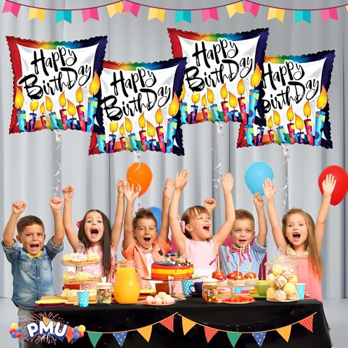 PMU Happy Birthday Polka Dot Candles 18 Inch Mylar-Foil Balloon Pkg/5
