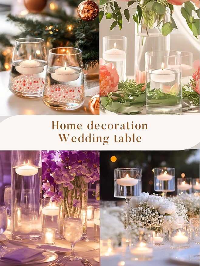 White Floating Candles 2 inch, 36 Pack Floating Candles 5-6 Hours Long Burning, Unscented Floating Candle for Centerpieces, Wedding, Christmas Lights, Romantic Night for Her/Him Set