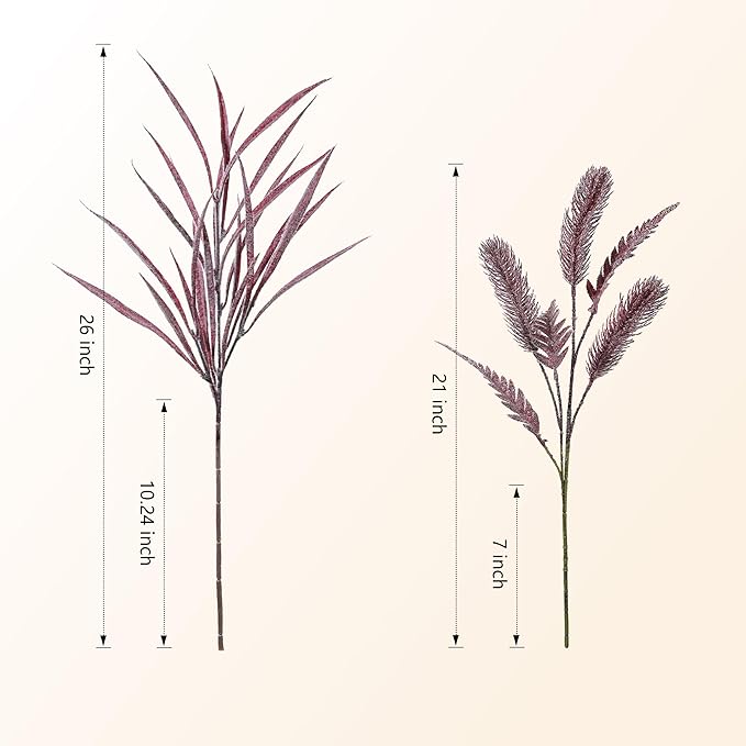 7 PCS Christmas Stems for Vases, 26 in Faux Stems Fake Plants Winter Stem Greenery Branches Fake Leaves Faux Foliage for DIY Craft Garland Home Kitchen Office Indoor Centerpiece Table Decor, Purple