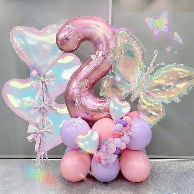 Iridescent Heart Balloons 9PCS 18In Transparent Laser Heart Foil Balloon Large Gradient Crystal Iridescent Colorful Balloon for Birthday Wedding Easter Rainbow Winter Mermaid Fantasy Theme Party Decor